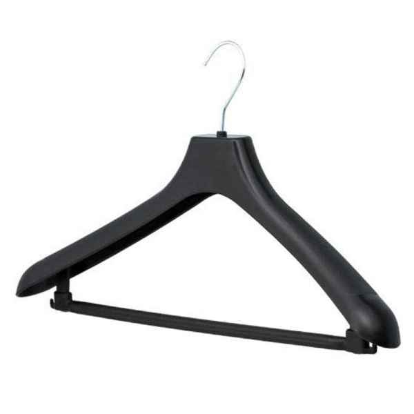 601186 Вешалка-плечики, размер 48-50, пластик, анатомическая, перекладина, крючки для бретелей, цвет черный