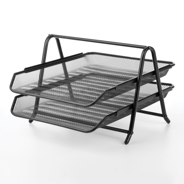 231950 Brauberg, Brauberg "germanium", Лоток для бумаг А4, на 2 секции, металл, цвет черный