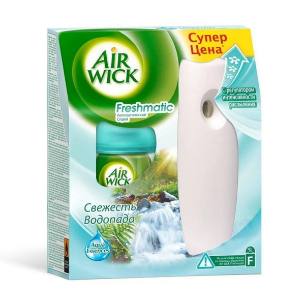 600582 Airwick, "Свежесть водопада, Голубая", набор: диспенсер + освежитель воздуха 250 мл