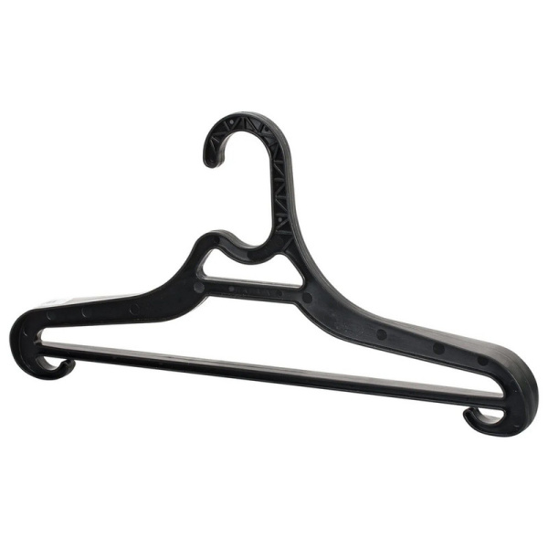 601654 Brabix, Вешалка-плечики, размер 46-50, пластик, плоская перекладина, крючки для бретелей, черная