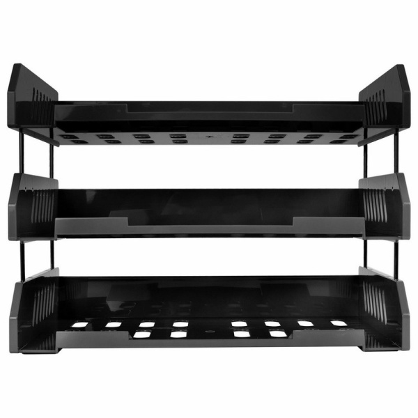 238107 Brauberg, File, Лотки горизонтальные для бумаг, комплект 3 штук, 335х232х246 мм, черный