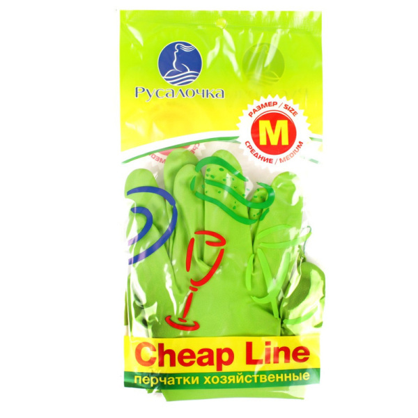 19146 Русалочка, CHEAP LINE, Перчатки хозяйственные размер М (средние)