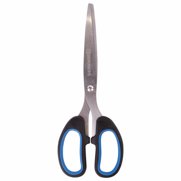 236448 Brauberg, "Classic+", Ножницы 185 мм классической формы, резиновые вставки, цвет черно-синий