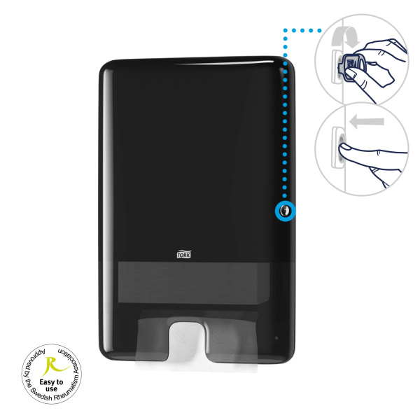 552008  Диспенсер для листовых полотенец   Tork цв.черный cистема H2