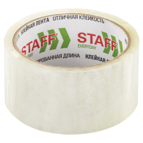 440087 Staff, Клейкая лента упаковочная 48 мм х 40 м, прозрачная, толщина 40 мкм
