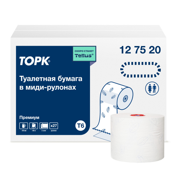 ВЫВОД 127520 (замена 127521) Бумага туалетная рулонная торк 90 м 2 слоя (27 в уп.) совм. с т6