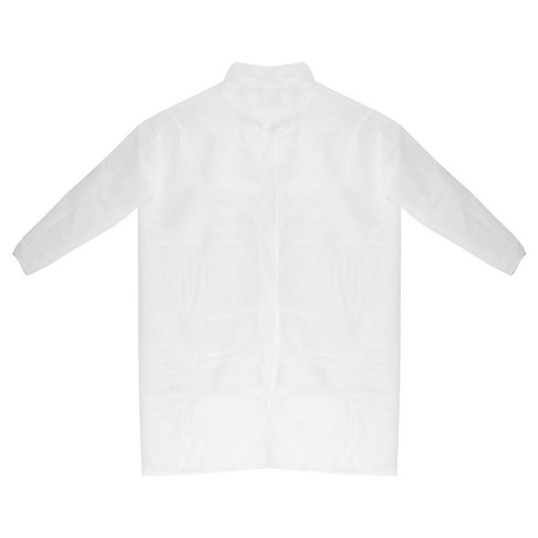 67 326, Халат нетканный на кнопке размер L (52-54) белый, плотность 20г (5 штук в упаковке)