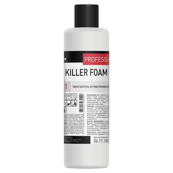 096-1 Pro-Brite, Pro-Brite killer foam, Пеногаситель, жидкий, нейтральный, готовый к применению 1л,