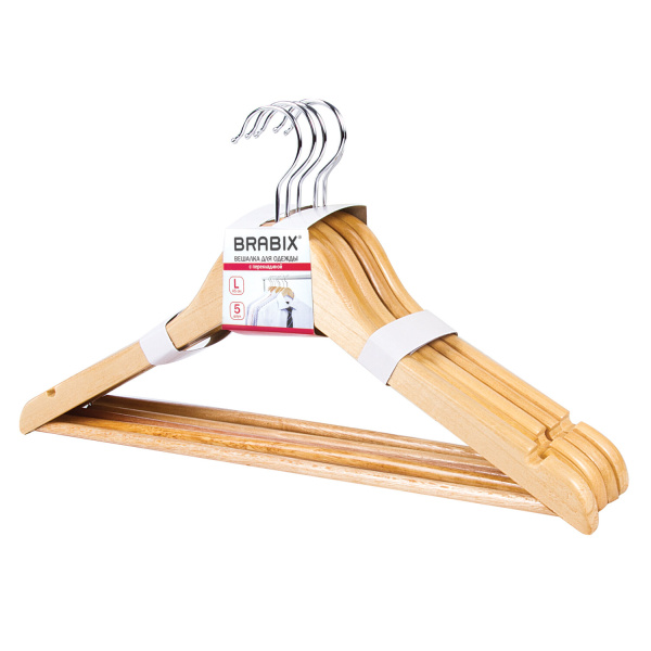 601159 Brabix, Вешалки-плечики "стандарт" цвет - сосна, дерево