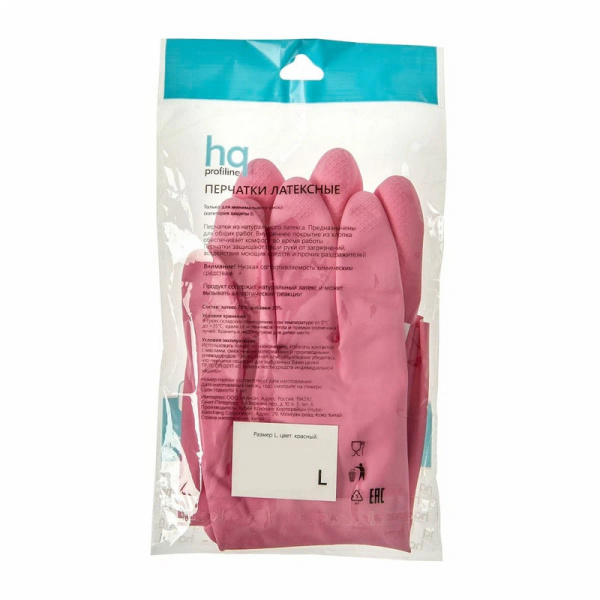 73585 HQ Profiline, Перчатки латексные многоразовые красные, размер L