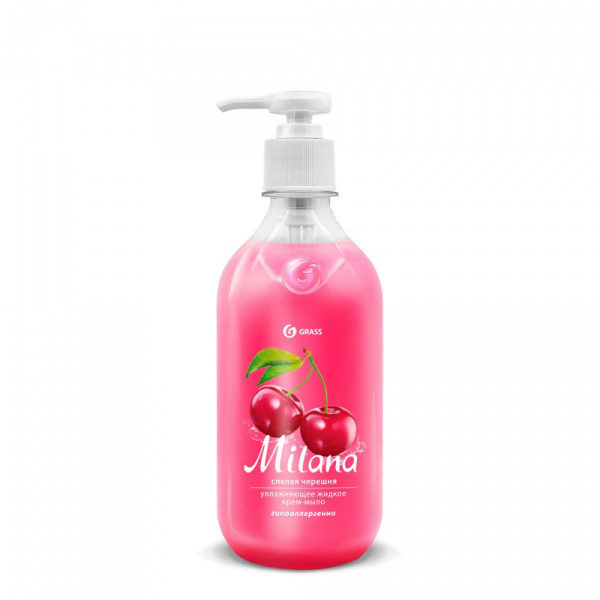 126400 Grass, "Milana спелая черешня", Крем-мыло жидкое увлажняющее (флакон 500 мл)