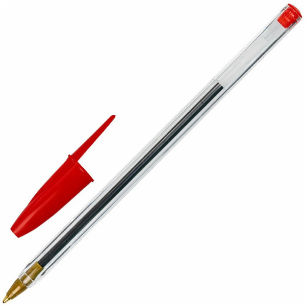 143738 Staff,  "Basic BP-01", Ручка шариковая, письмо 750 метров, красная, длина корпуса 14 см