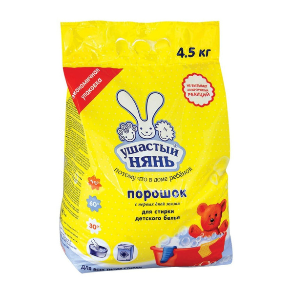 603534 Ушастый нянь, Стиральный порошок для всех типов стирки, 4,5 кг