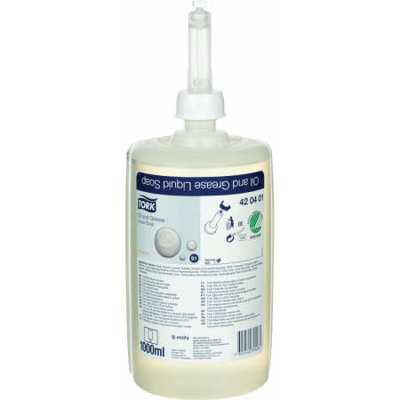 420401 Tork. Жидкое мыло для диспенсеров - бесцветный очиститель от жировых и технических загрязнений система S1, 1 л.