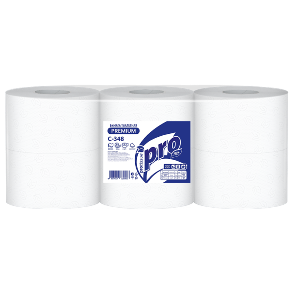 С348 Туалетная бумага PROtissue Instant с ЦВ, 2 сл., 300м, T1 (6 рул в кор)