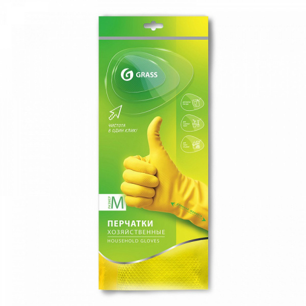IT-0634 Grass, Перчатки хозяйственные латексные, цвет желтый, размер M