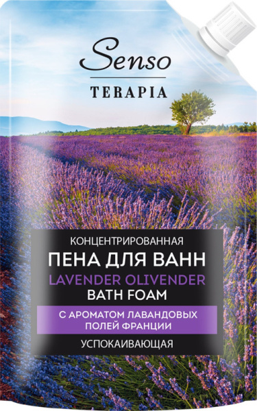 9291298кл Senso terapia, Lavender Olivender, Концентрированная пена для ванн, успокаивающая дой-пак, 500мл