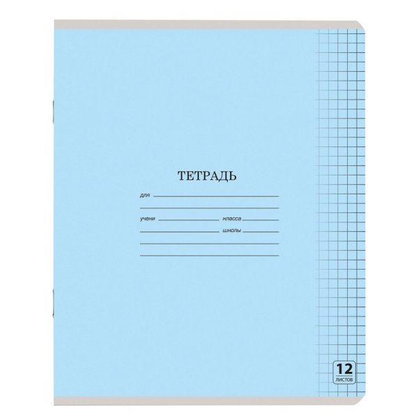 105639 Юнландия, Классическая, Тетрадь 12л, клетка, обложка картон, голубая
