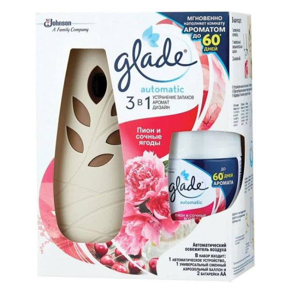 602181 Glade, Пион и сочные ягоды, набор диспенсер+освежитель воздуха, 269мл