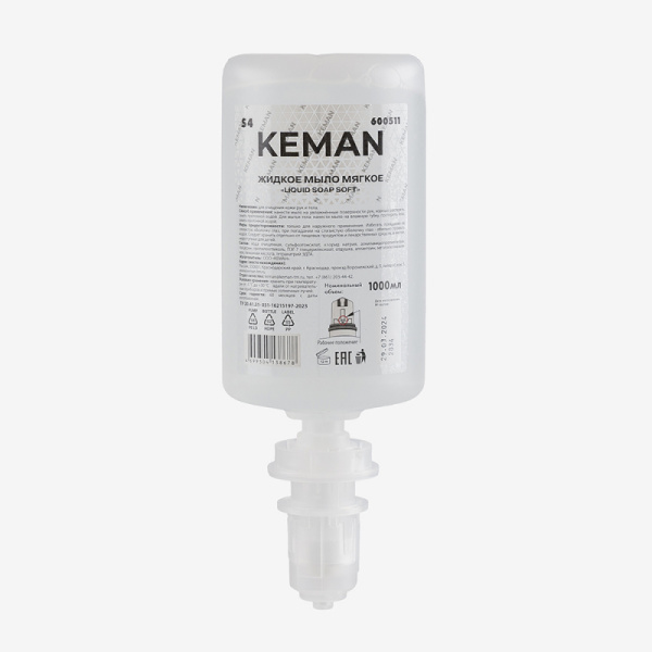 500511 Жидкое мыло-пена, мягкое «LIQUID SOAP – FOAM SOFT» ТМ KEMAN, флакон 1000 мл (S4)