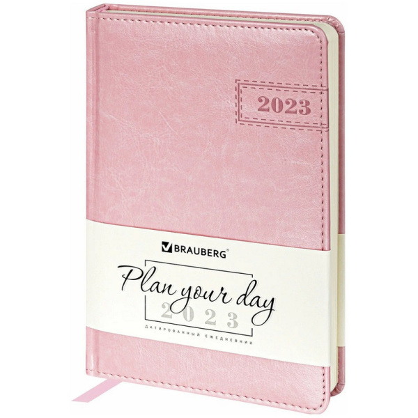 114038 Brauberg,  "Imperial", Ежедневник датированный 2023 А5 138x213 мм, розовый