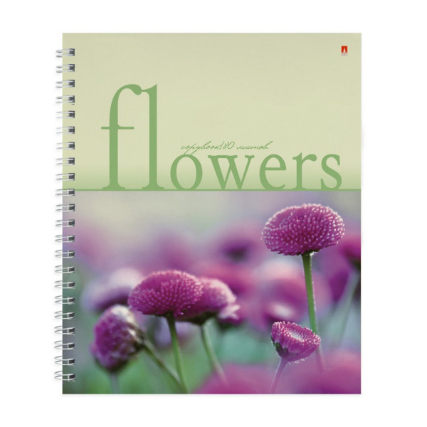 404123 Альт, "Цветы", Тетрадь А5 80 л, гребень, клетка, глянцевая ламинация (5 видов)