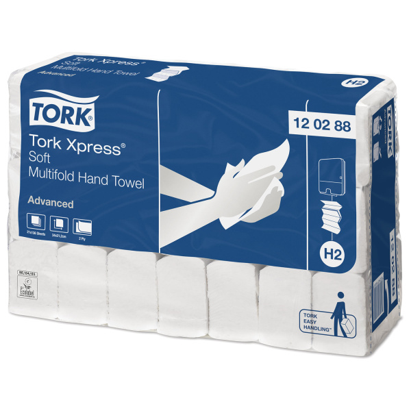 120288 Торк (Tork), Полотенце бумажные листовые М-сложения, 2 слоя, 136 л, в пачке, совместим с Н2