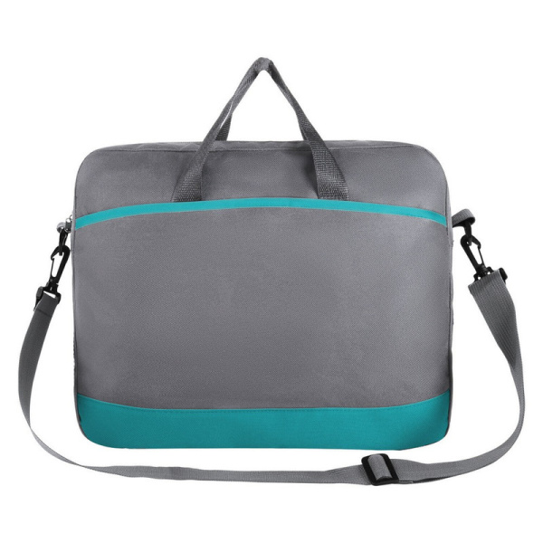 270837 Staff, "Manager", Сумка для документов на молнии с карманом, полиэстер, серо-бирюзовая, 37х32х5 см